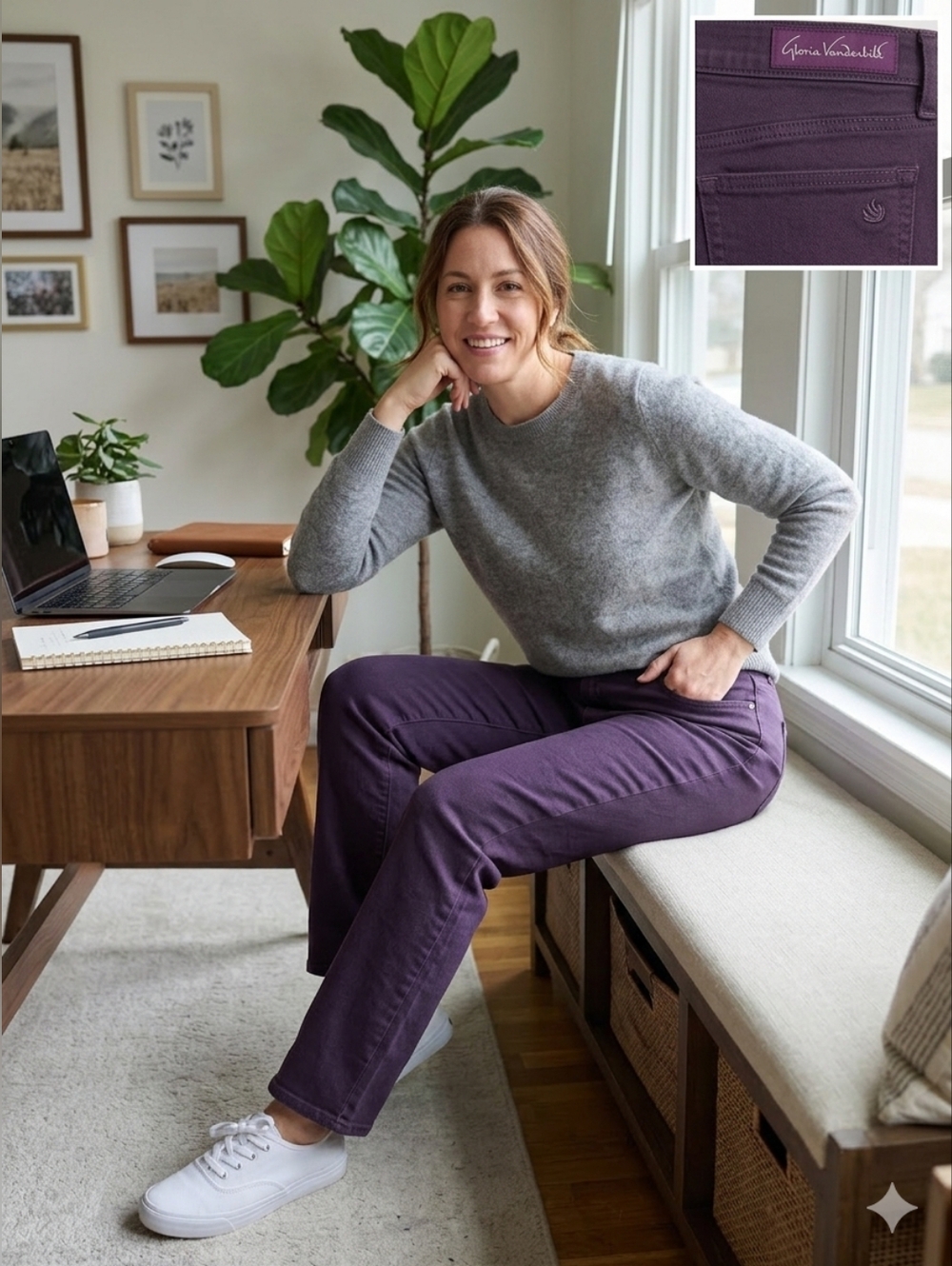 Gloria Vanderbilt Straight-Leg Jeans in Deep Purple